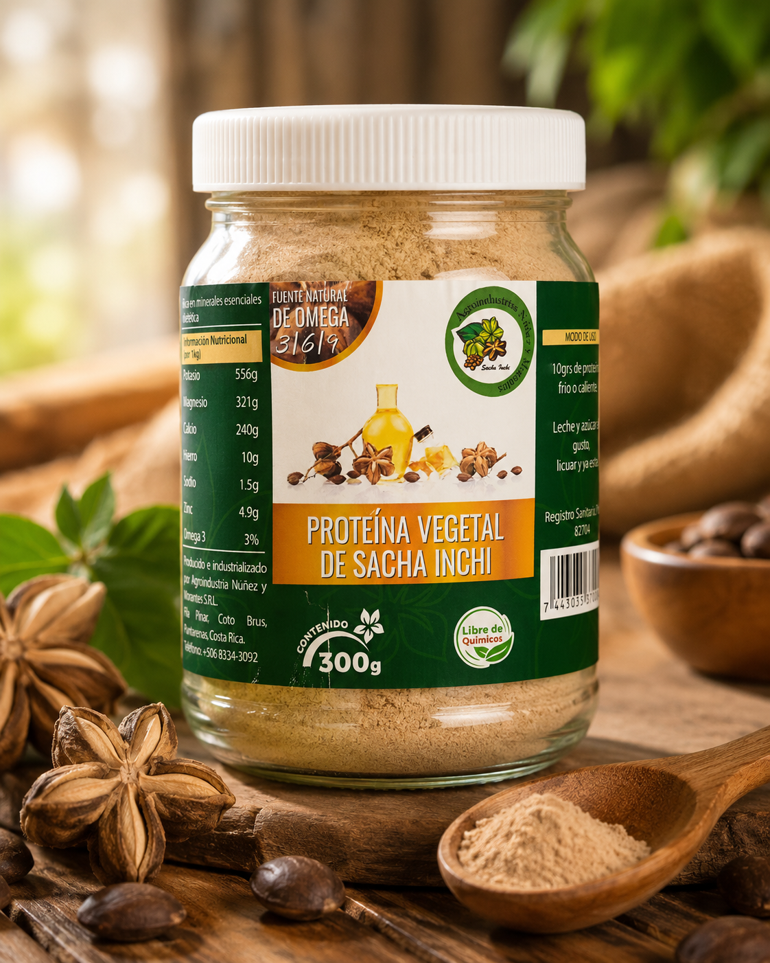 Envase de proteína vegetal de sacha inchi